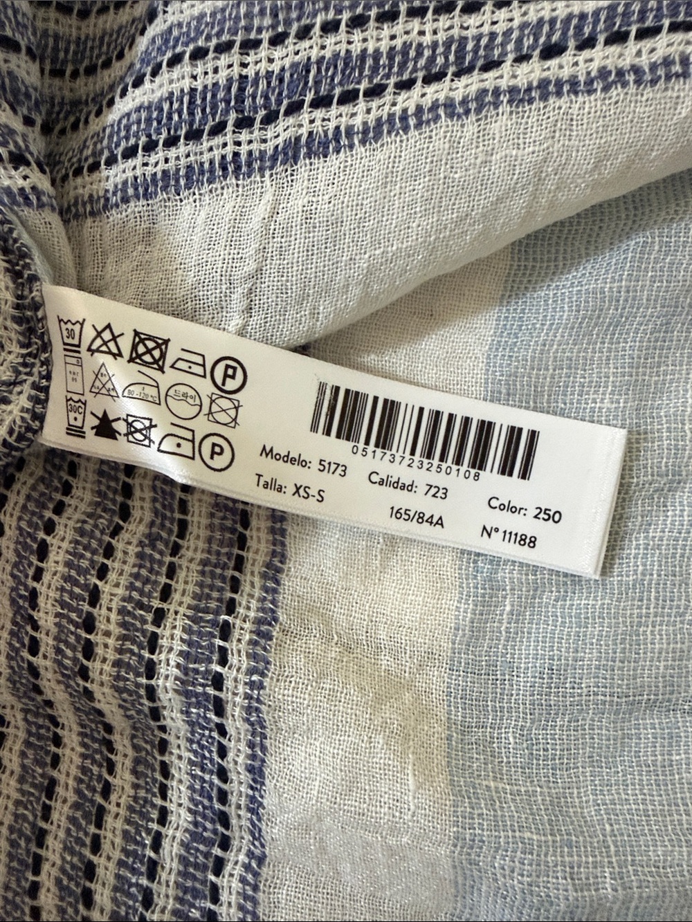 Massimo Dutti Blue & White Striped Swim Coverup Caftan Linen Blend - Picture 12 of 14